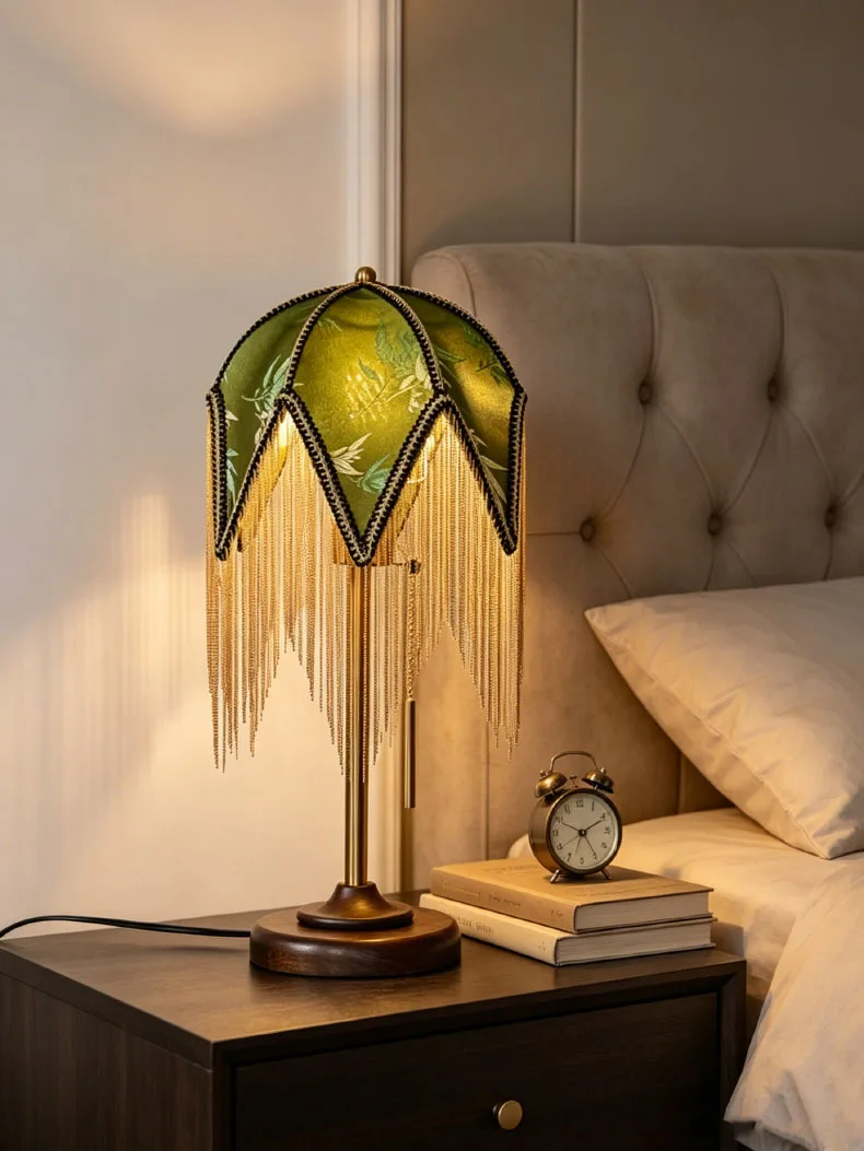 Creative Fabric Lampshade Table Lamp E27 Bulb Wood Base