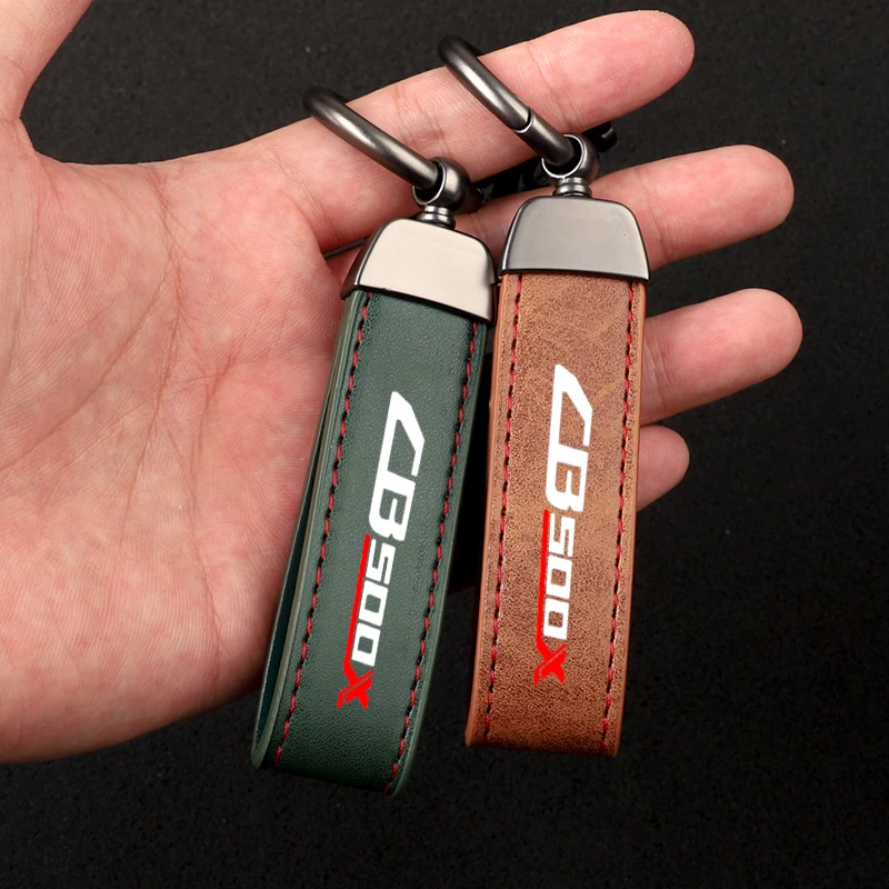 Premium material leather motorcycle key ring chain for Honda CB125RCB 650R CB 650 CB250R CB300R CB500X Accessories with logo