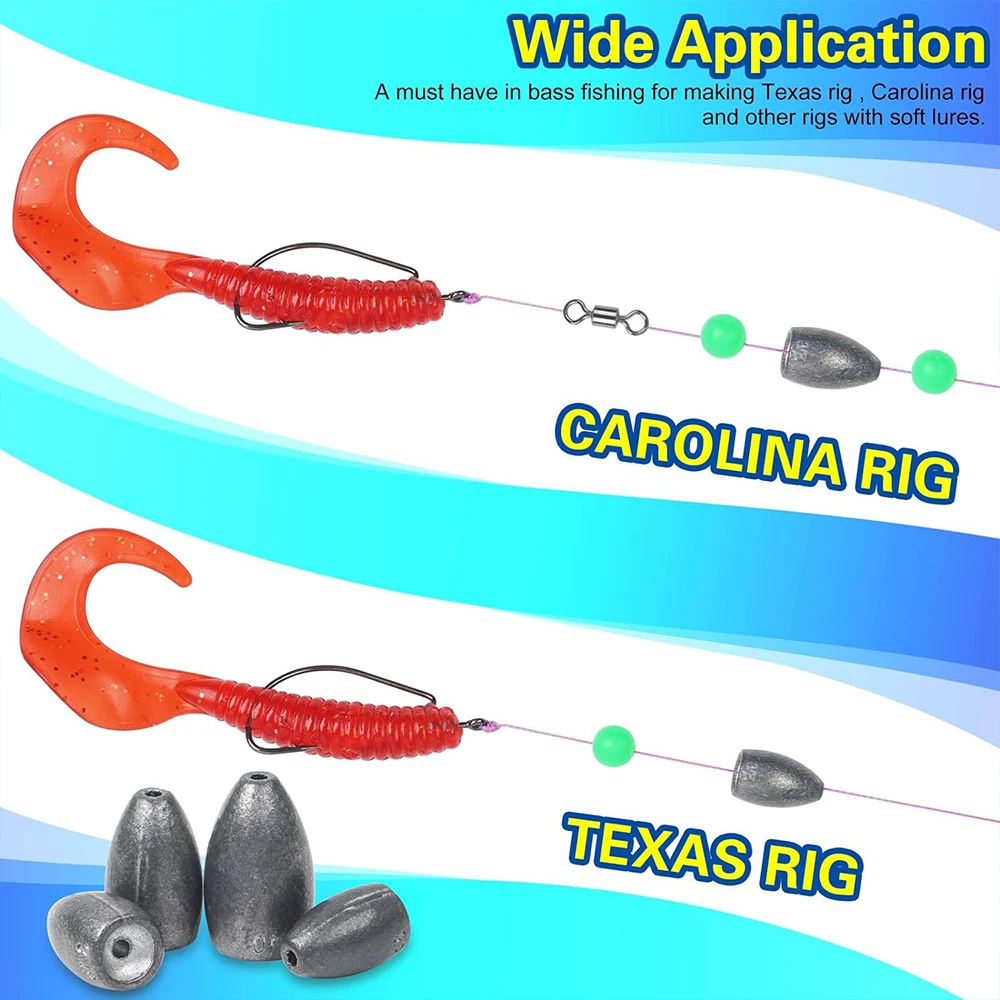 40Pcs Fishing Weight Sinkers Flipping Weights Bass Fishing Worm Sinkers Bullet Fishing Sinker Weights for Texas Rig Carolina Rig