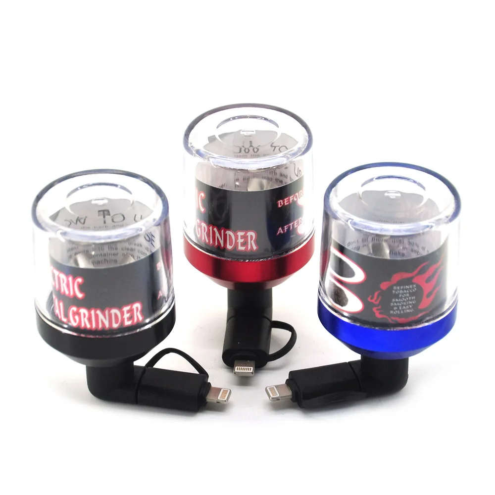 Portable Electric Grinder with Mobile Phone USB Interface Spider Crusher Tobacco Smoking Pepper Mill