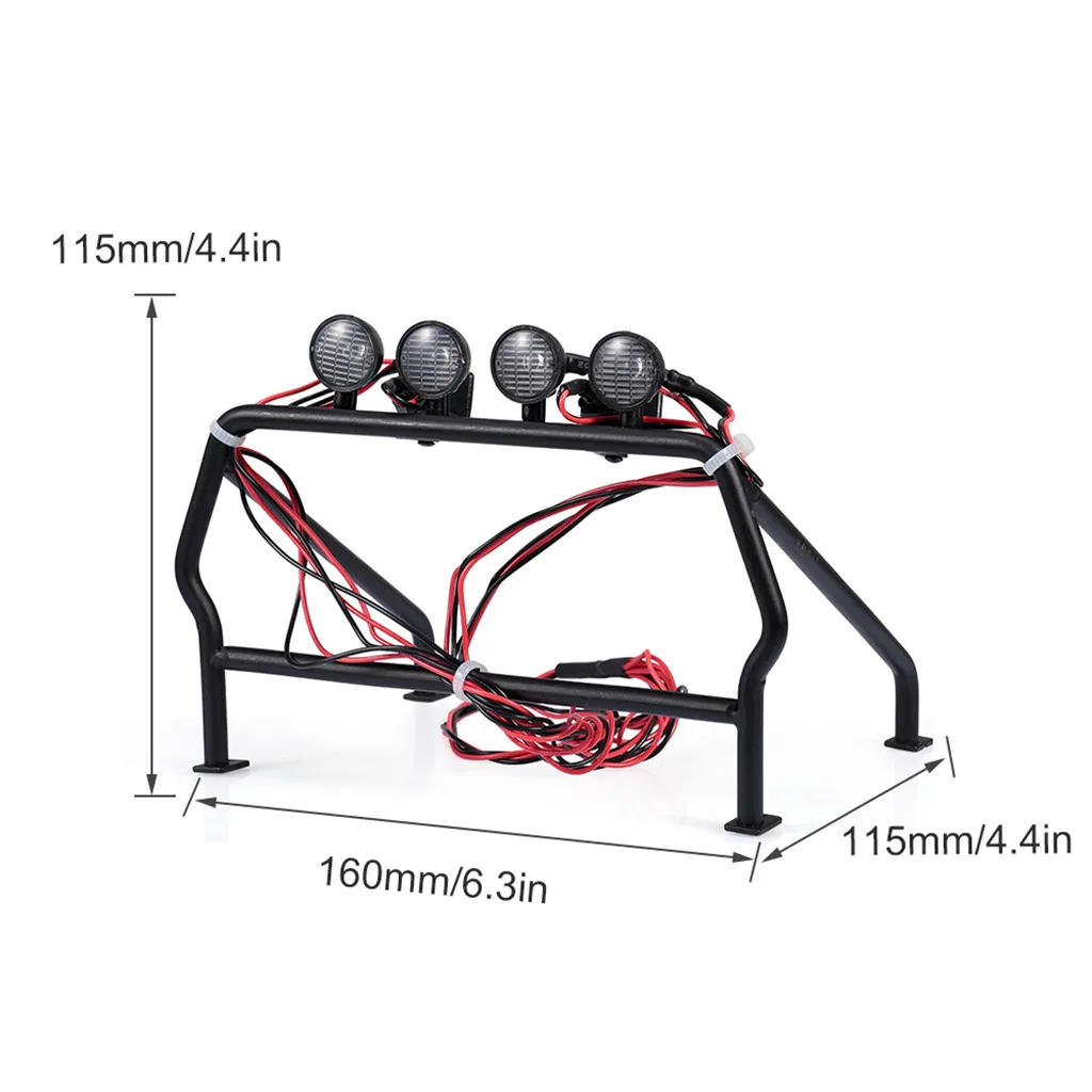 Car Light Metal Roll Cage Bucket with 6 LED Light Metal Barrel Cage for RC 1/10 Rc4wd Tamiya Axial Remote Car Parts Accessories