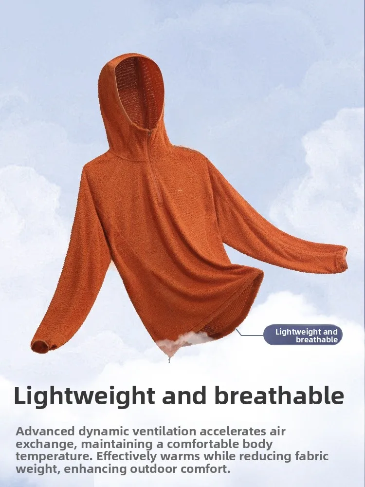 

Primaloft Lightweight Fce Jaet Men's Autumn f Open Zipper Outdoor Base Long Sve Hooded Pullover Hiking Cam Tra...