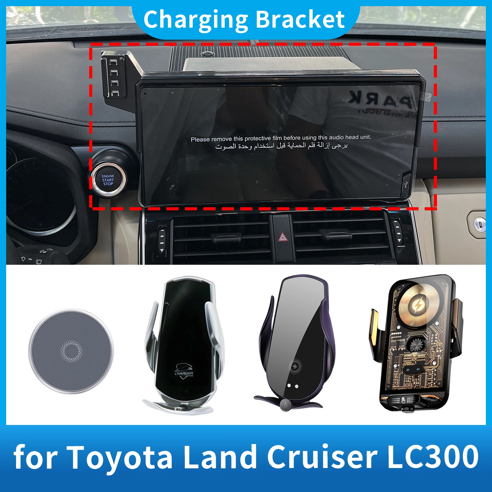 

for Toyota Land Cruiser LC300 2022 2023 2024 (Screen with USB) Charging Car Mobile Phone Holder GPS Bracket Navigation Stand