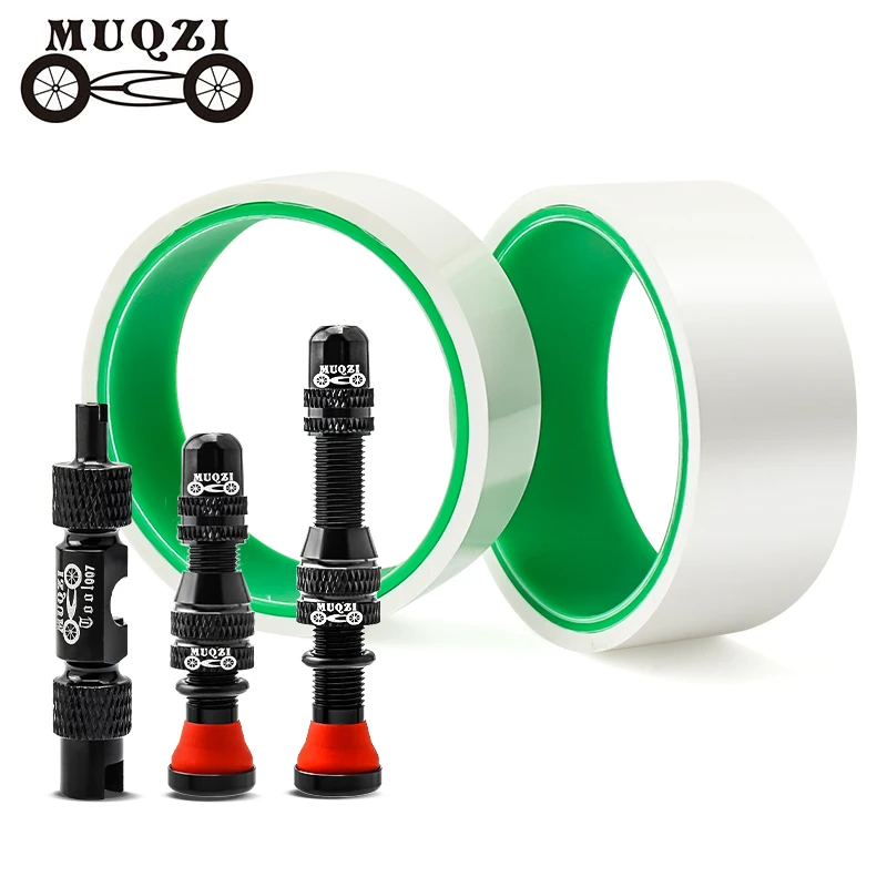 MUQZI Tubeless Rim Tape Kit With 40mm 60mm Schrader Valve Stem Width 16/18/21/23/25/27/29/31/33/35mm Length 10m Bike Tape