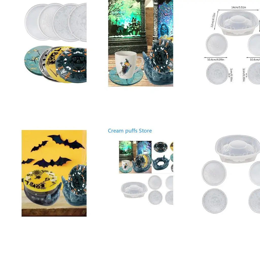 50LE 5Pieces/set Resin Molds Cup Mat Epoxy Mold Fangs Holder Mold DIY Art