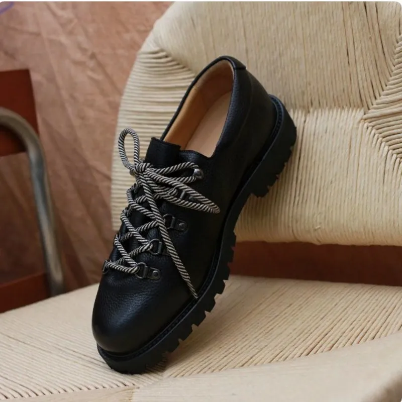 Vintage Style Mens Derby Shoes Fashion Lace up Outdoor Work Shoes Men Genuine Leather