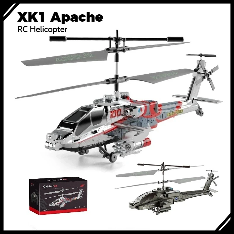 

XK1 Apache RC Helicopter 2.4G Altitude Hold Military Attack Drone Fighter Simulation Model Remote Control Plane Toy for Kids