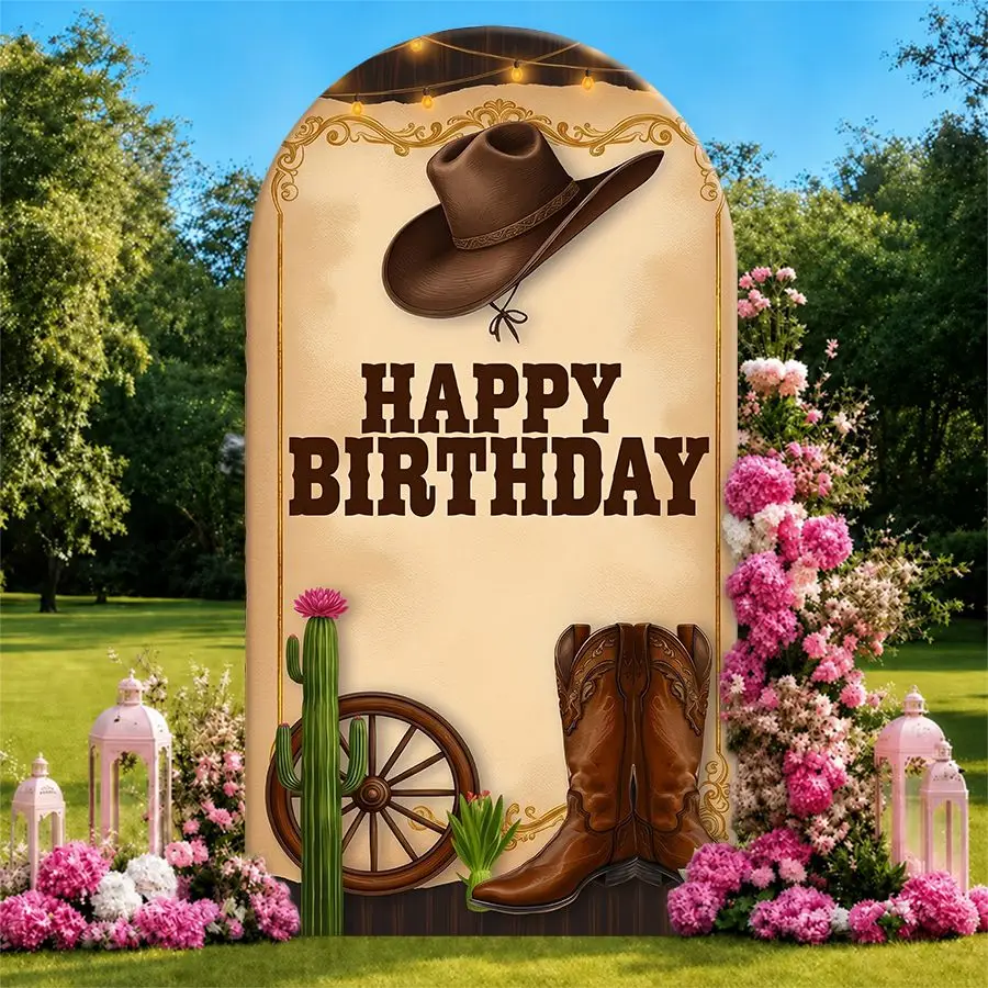 

Cowboy Hat And Boots Arch Backdrop Cover Party Backdrop Fabric Cover Birthday Party Photo Wall Background Event Party Decoration