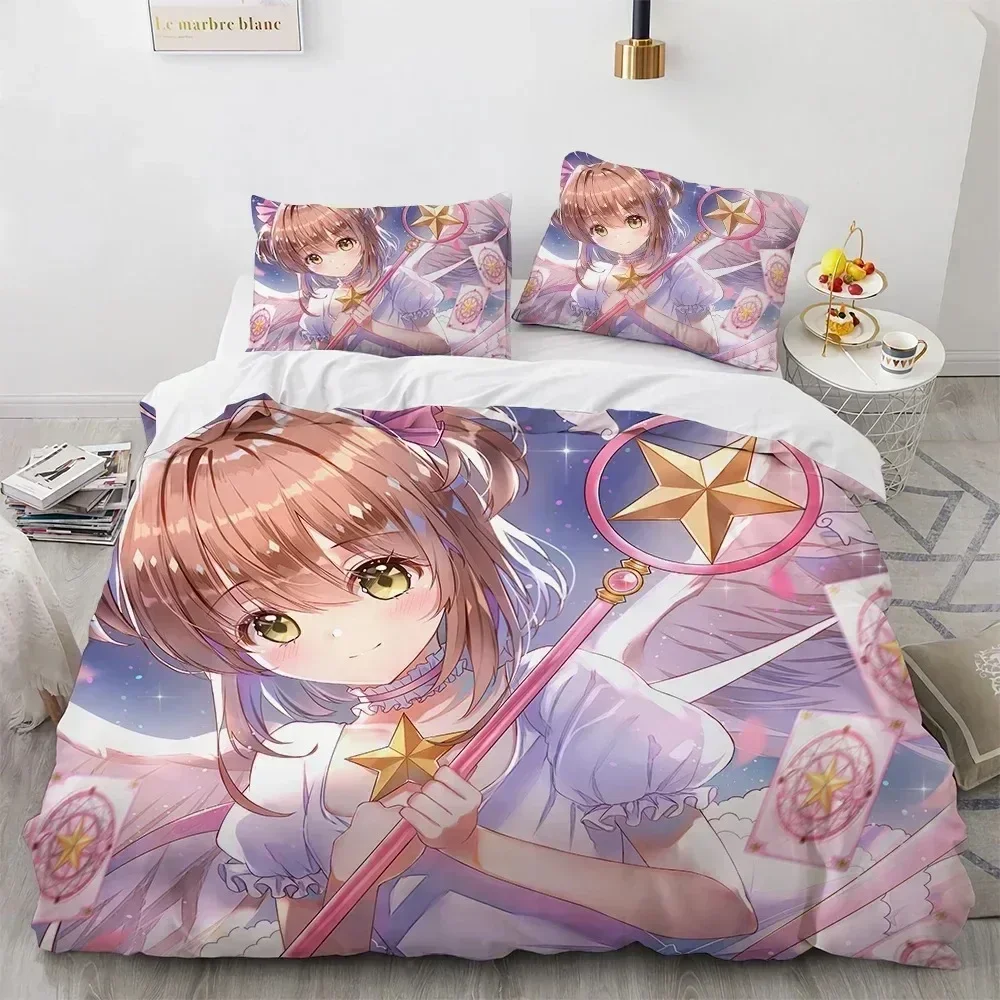 

Anime Cardcaptor Sakura Bedding Set Duvet Cover Sheet Printed Bed Set Pillowcase Bed Full Queen King Size Comforter Bedroom