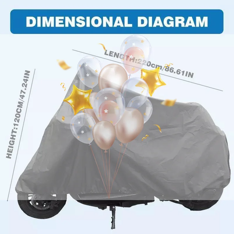 Motorcycle Cover PEVA Waterproof All Weather Resistant Dust UV Protection for Outdoor Indoor Motorbike Parking