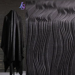 Wave Black Texture Stripe Creative Fashion Designer Fabric Spandex Polyester Material Cloth Per Meter for Sewing Diy