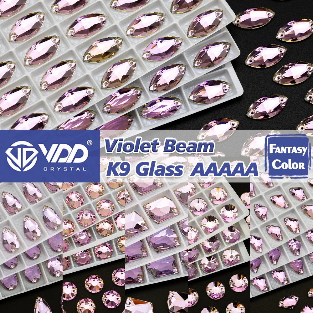 VDD S276 Violet Beam Top-Qualität AAAAA K9 Glas aufnähbare Strasssteine, Nähkristalle, flache Strasssteine für Kleidungsdekorationen – Detail 1
