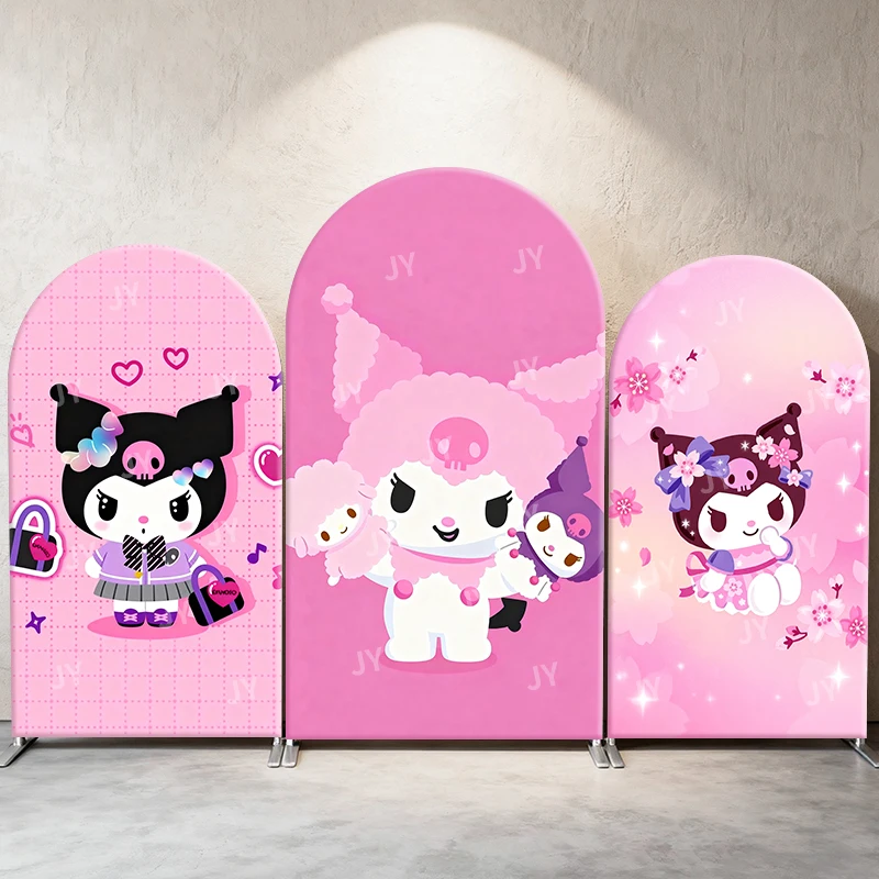 

Kuromi Pink Sweet Style Arch Backdrop Cover Lovely Festive Scene For Kids Birthday Baby Shower Photo Booth Decor Background