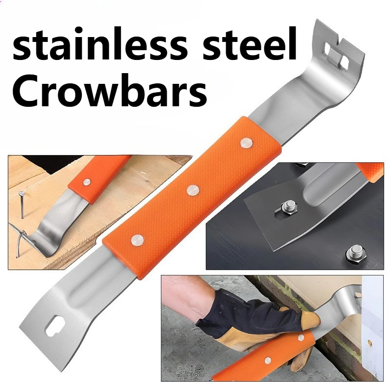 Stainless Steel Construction Crowbars Home Workshop Tool Cart Hand Tools Household Work Wood Flooring Garage Accessories