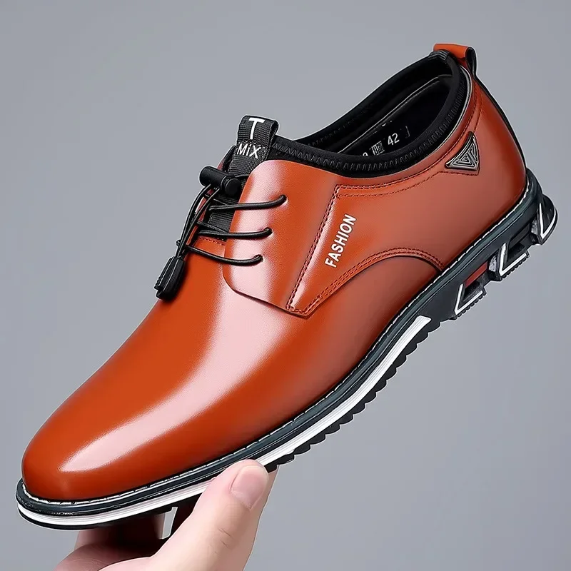 Zapatos informales para hombre, zapatos de negocios a la moda, mocasines cómodos sin cordones para hombre, zapatos de trabajo de cuero con