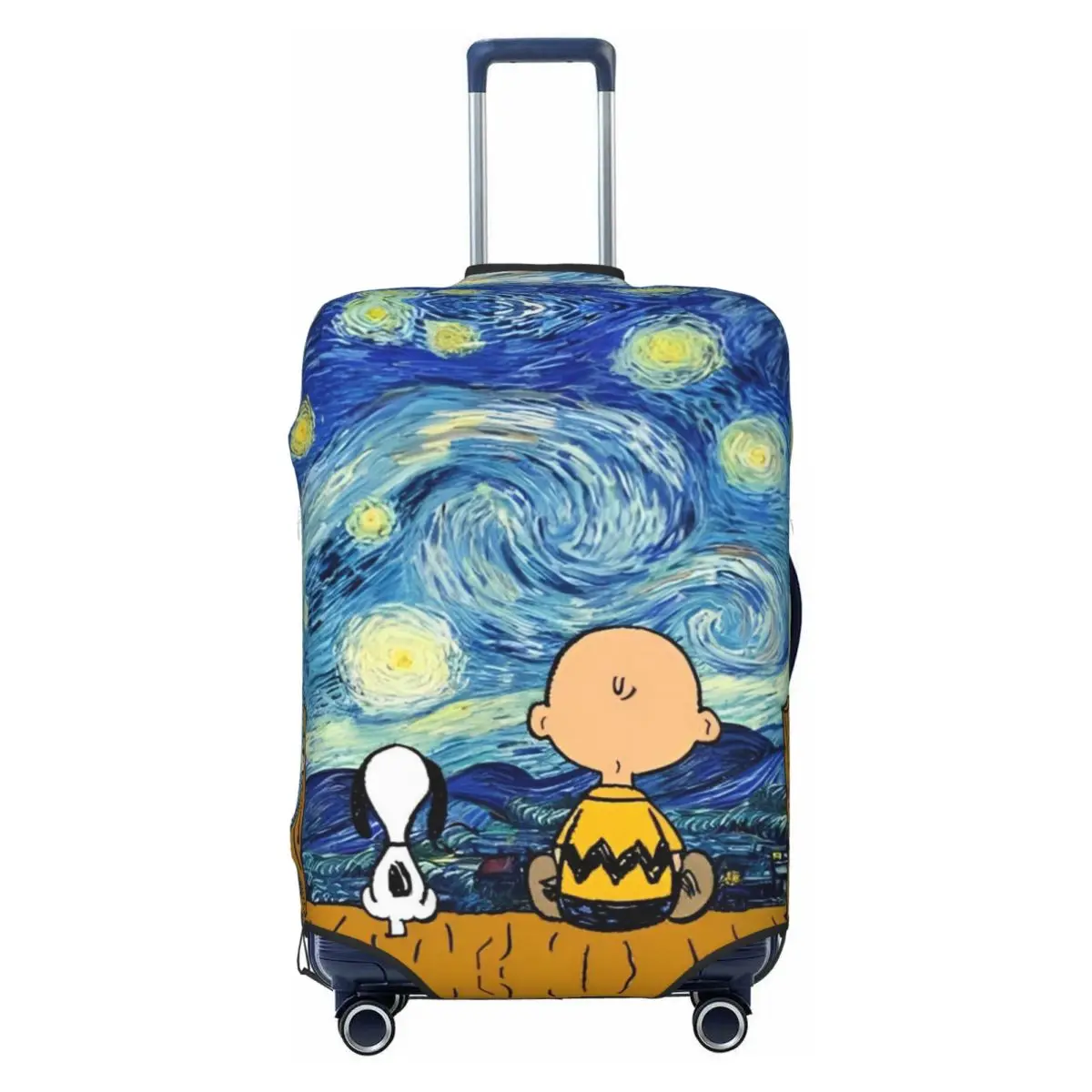 Snoopy Suitcase Cover Starry Night Pop Art Holiday Business Strectch Luggage Case Protector