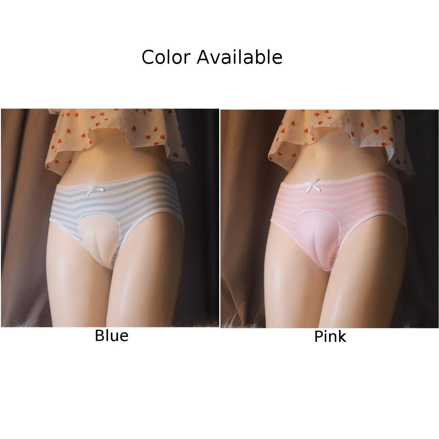 Sexy Men\'s Sissy Underwear Crossdress Camel Toe Panties Hiding Gaff Shaping Briefs Horizonal Striped Underpants Erotic Lingerie