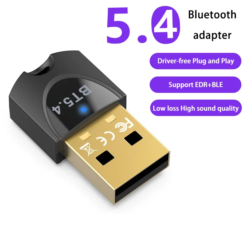 Usb sem fio bluetooth adaptador bluetooth 5.4 para pc dongle adaptador sem fio mouse keyborad música receptor de áudio usb transmitir