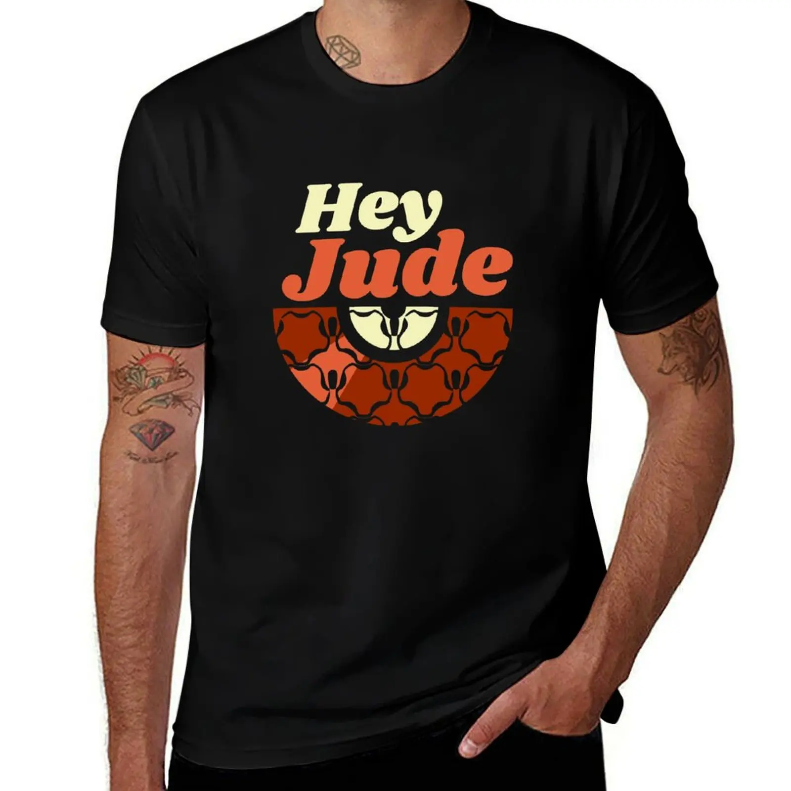 Hey Jude - Vinyl Brown 60's 70's T-Shirt Casual Simple Design Short Sleeve Shirt T-Shirt