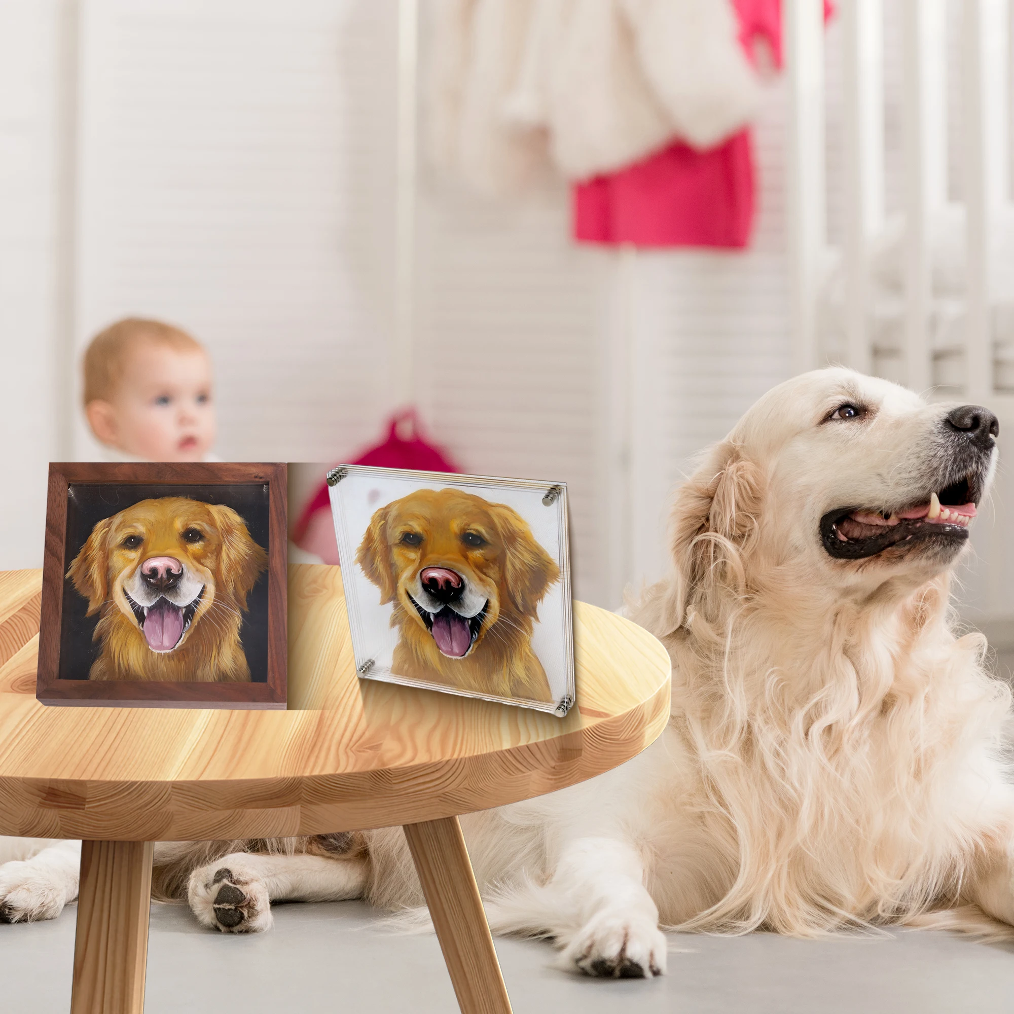 Custom Modern 3D Pet Portrait Hand-Painted Oil Painting on Acrylic Personalized Artwork That Brings Your Pet's Features to Life