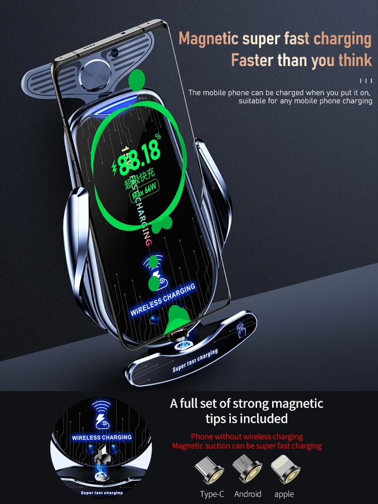 Cargador inalámbrico para coche, soporte de teléfono para iPhone 14, 13, 12, 11, XR, Samsung S22, S21, Xiaomi, 25W, USB magnético, estación de carga rápida