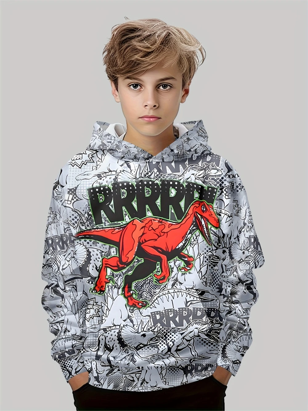 3D Print Children's Clothing Hoodies Cartoon Dinosaurs Print Kids Clothes Boy Children Tops Long Sleeve Casual Outdoor Clothes