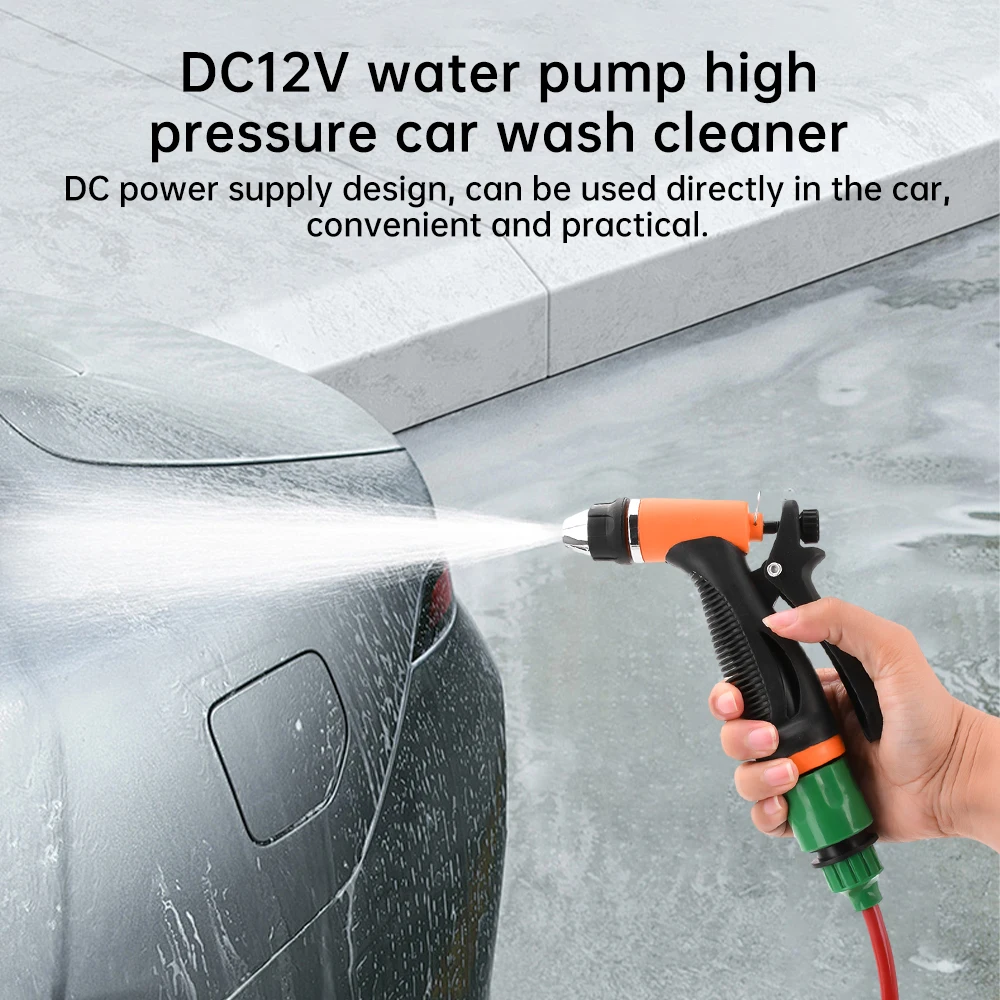 DC 12V Car Water Gun Cleaning Gun Pump High Pressure Car Washing Care Portable Electric Cleaning Car Equipment Water Gun Set