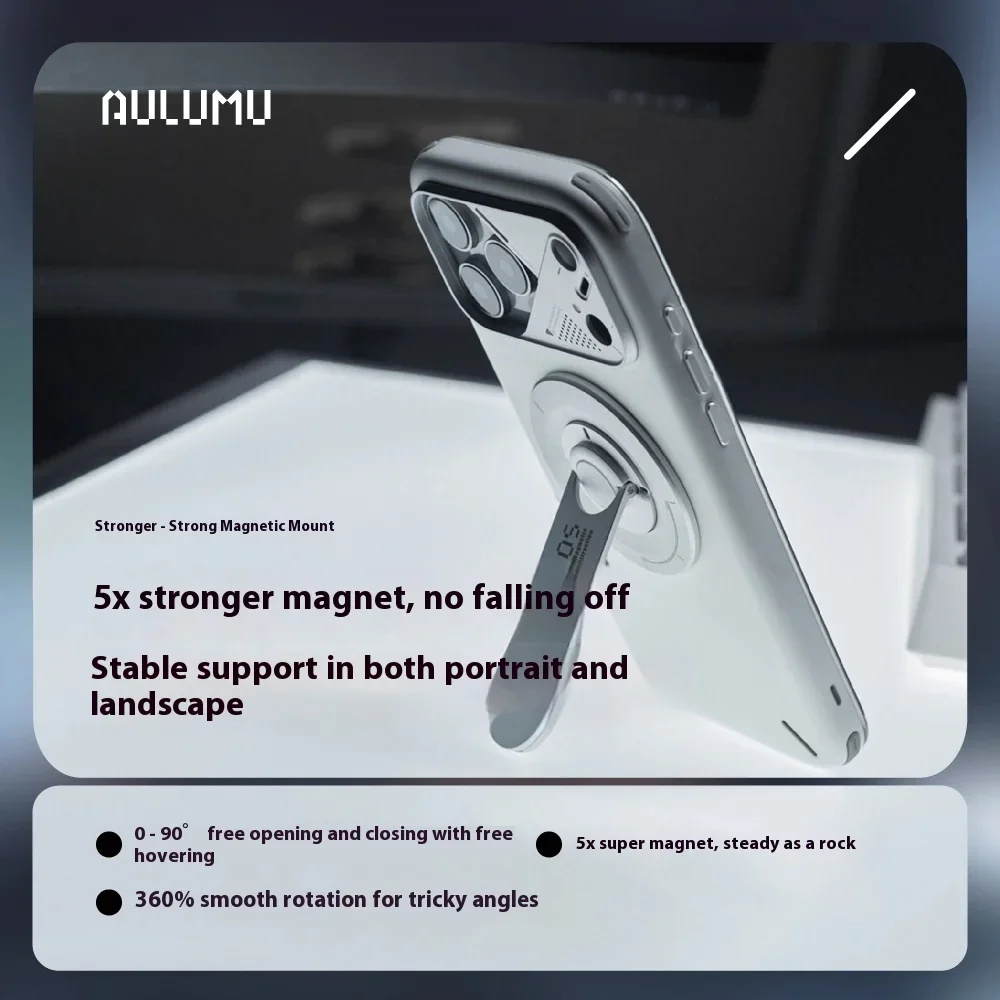 حامل هاتف مغناطيسي هوائي من Aulumu G05 - فائق النحافة وقابل للطي ومتعدد الاستخدام، يناسب iPhone 16 Pro Max/15/14/13، يأتي مع فتح الشاشة