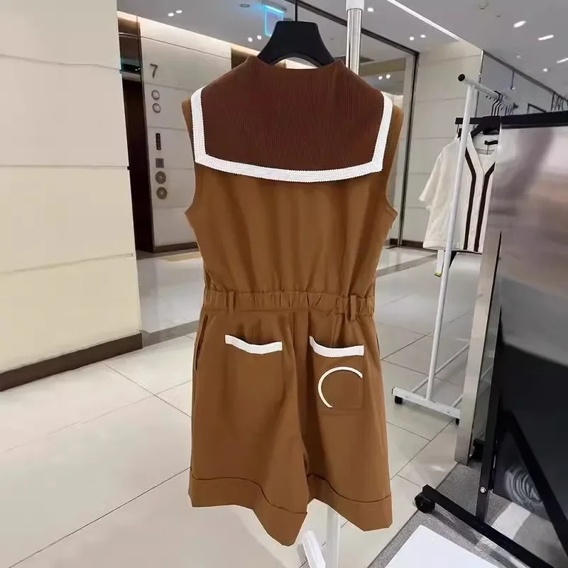 Autumn New Golf Suit Women's Simple and Versatile Fashion Sleeveless Lapel Sports Waist Cinching Temperament Jumpsuit