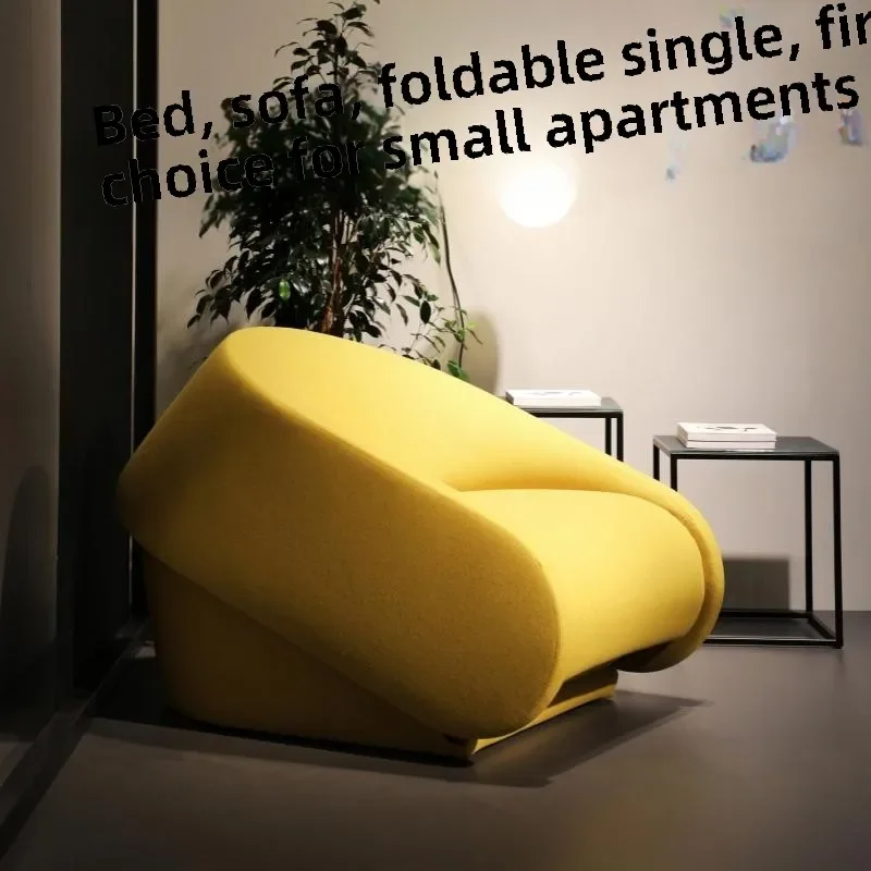 Single folding sofa bed dual-purpose small apartment multi-functional double-seat fabric leather sofa