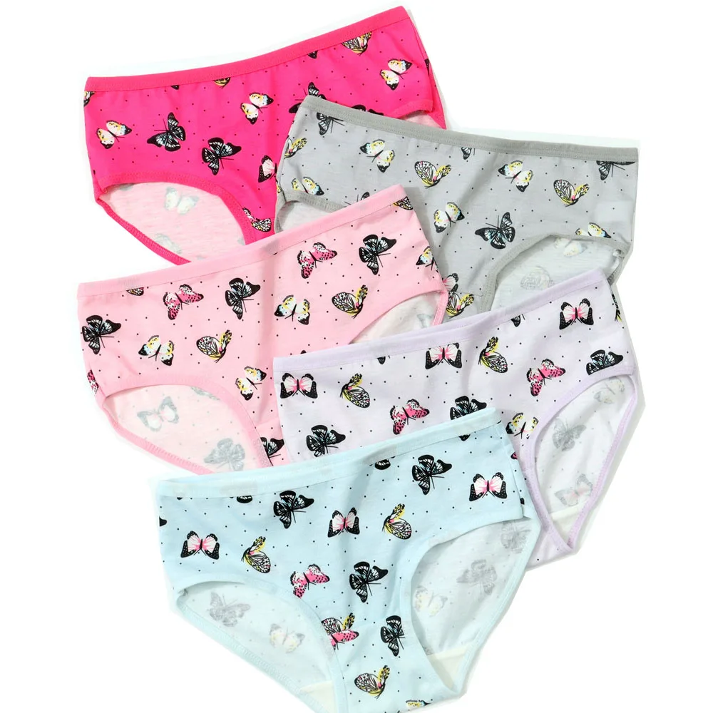 10 Pakcs Girls Multipack Briefs Boxers Cartoon Butterfly Print Kids Trunk Child Panties Cotton Pants Student Underwear 2-8Y