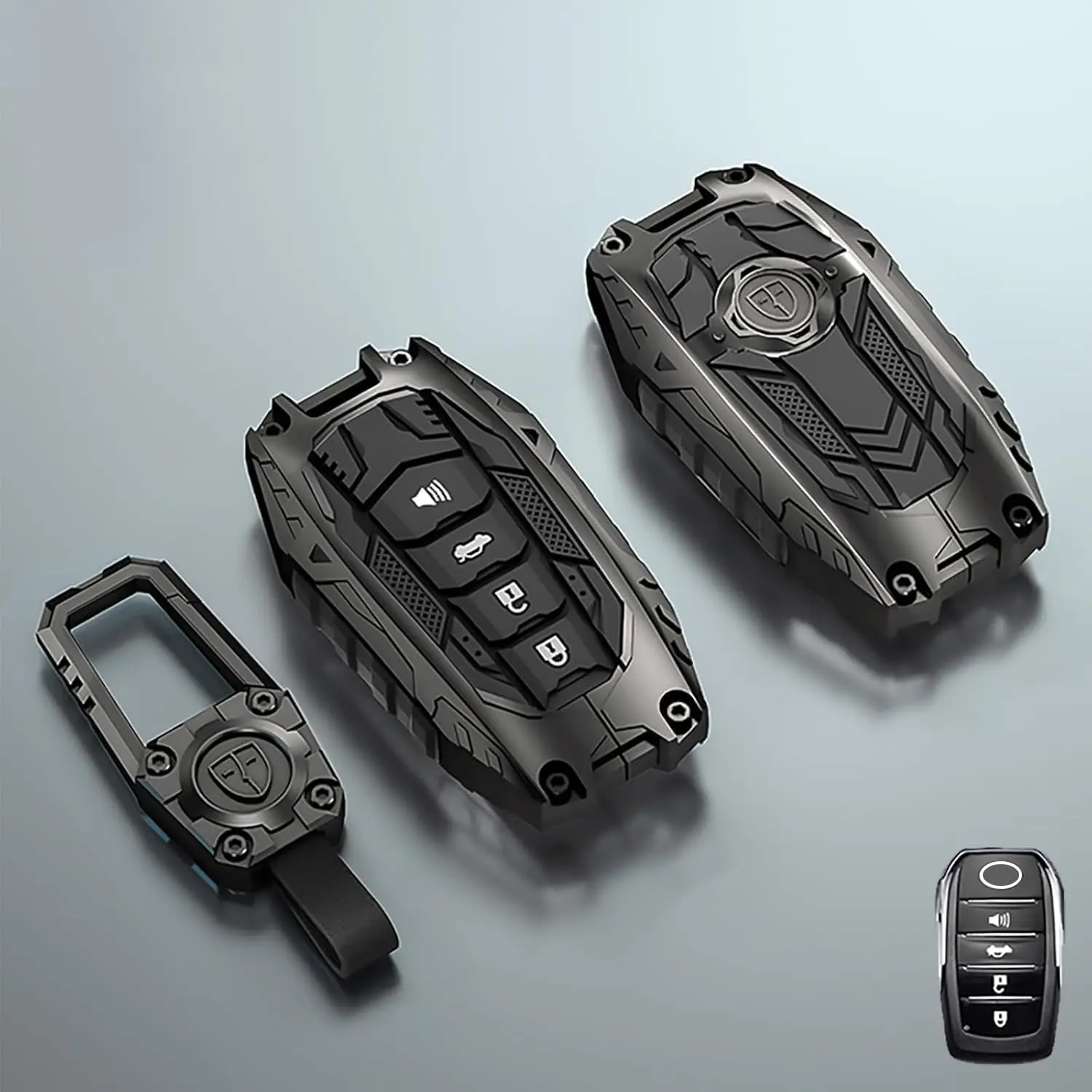 Heavy Metal Key Fob Cover,Fit for toyota Sienna Corolla Cross Venza Sequoia etc, Zinc Alloy Key Case Protector