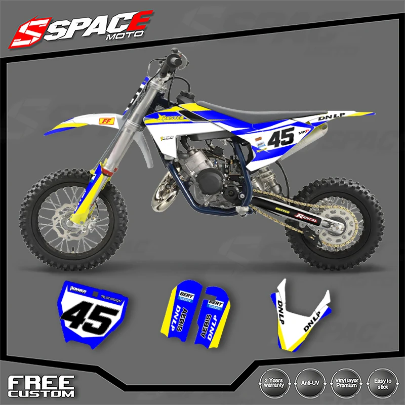 

SPACE Motorcycle Graphics Background Decal Stickers for Husqvarna TC50 2017 2018 2019 2020 2021 2022 2023 Number Name Custom