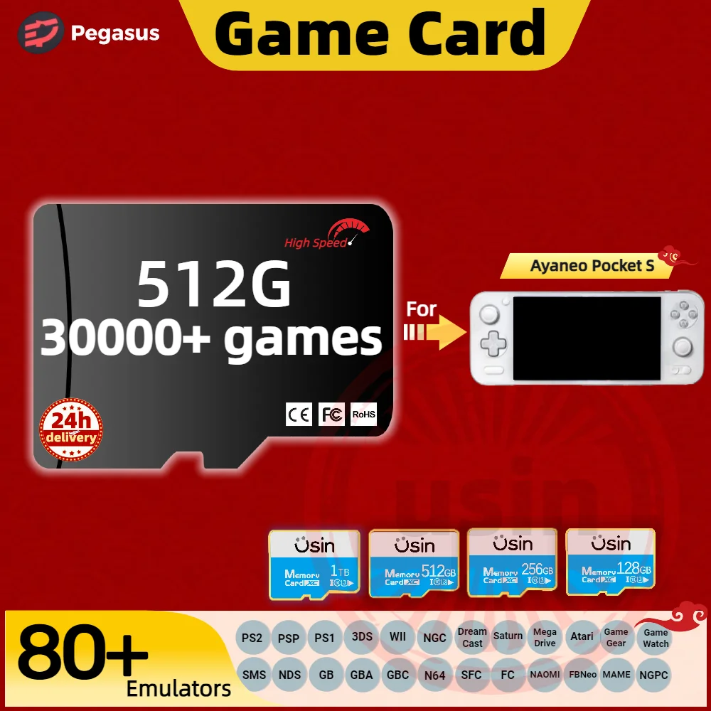 Imagem -03 - Cartão de Jogo para Ayaneo Pocket s Memory tf Retro Games Ps2 Psp Ps1 3ds Android Handheld Gaming Console Gaming sd Card Pegasus g