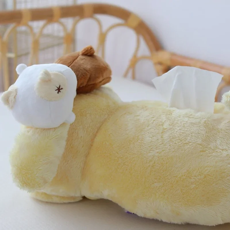 Sanrio dessin animé PomPom Purin mignon en peluche poupée boîte à mouchoirs oreiller Portable papier paquet étui anniversaire cadeaux de noël