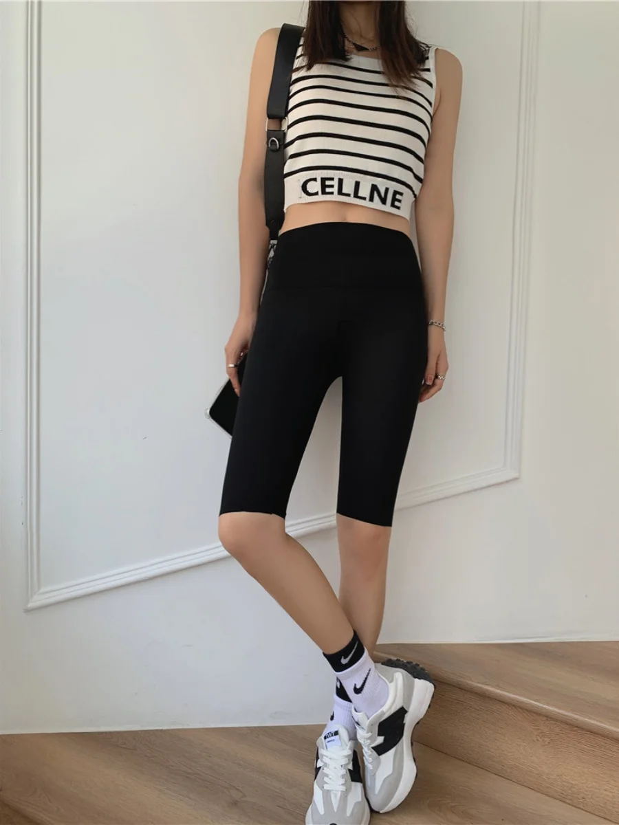 High Quali ark Skin Boting Pants Tummy Control Butt Lifting Five-Quarter Length Women's Base Layer Trousers