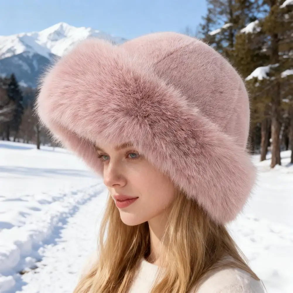 New Fluffy Fur Bucket Hat For Women Plush Fisherman Hat Warm Women's Winter Hat Thicken Cold Snowy Day Panama Cap Fisherman Hats