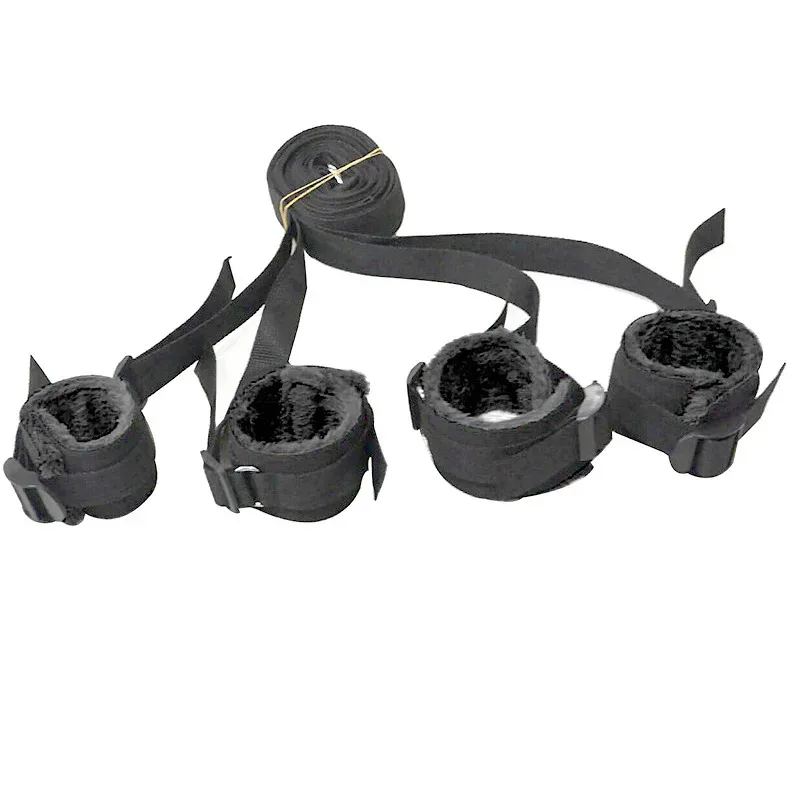 Adjustable Bed Bondage Binding Strap Set with Plush Hand Ankle Cuffs BDSM Restraint Gear Adult Couples Bedroom Game Accessory view 4