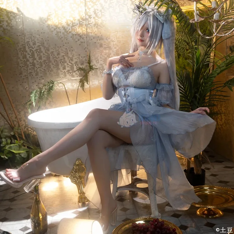 

DY20Game Goddess of Victory: Nikke Cinderella Cosplay Costume Wig Glass Princess Outfit Lolita Sparkly Dress For Hallowmas Carni