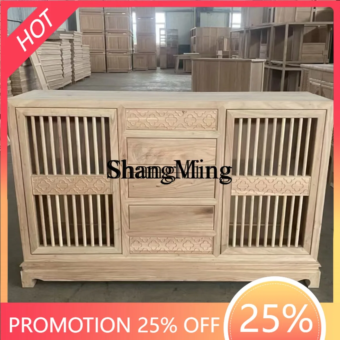 

FG classical old elm porch cabinet solid wood carving flower locker antique carving locker