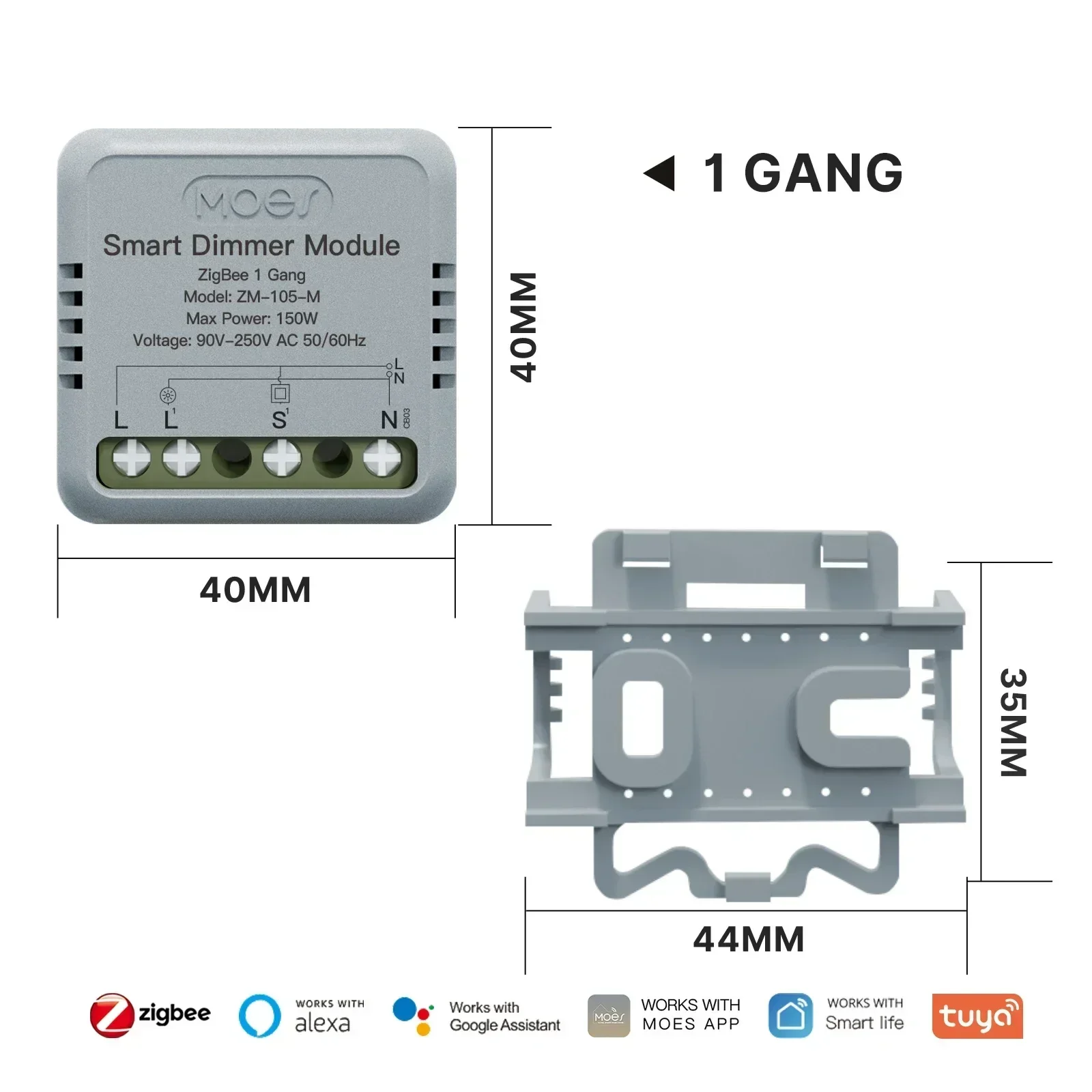 MOES Mini Tuya WiFi/Zigbee Smart Switch/Dimmer Module DIY Module Lichtschakelaar 1/2 Gang Afstandsbediening werk Alexa Google Thuis