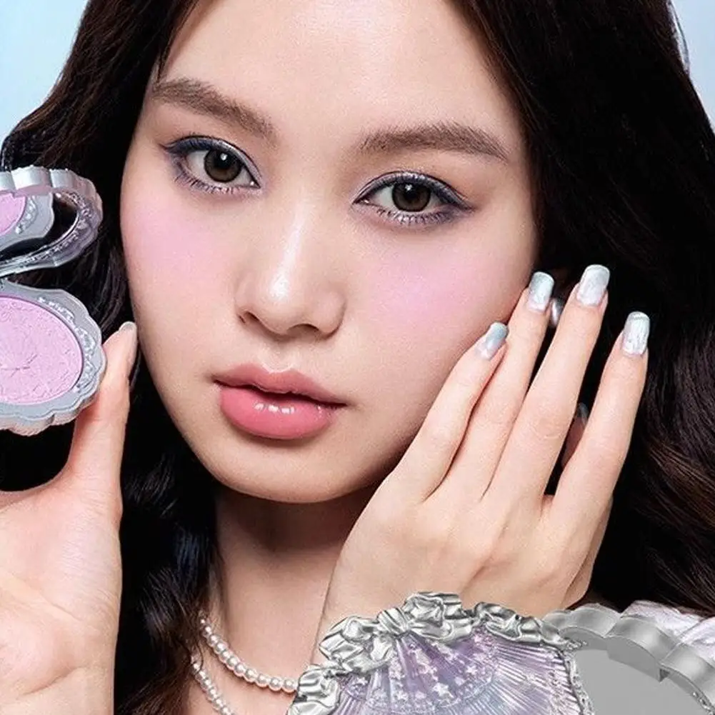 Maquillage Flowerkaren Shell Pearl Collection Fard en satin de soie Léger Blush hautement pigmenté Poudre Blush pour le visage longue durée