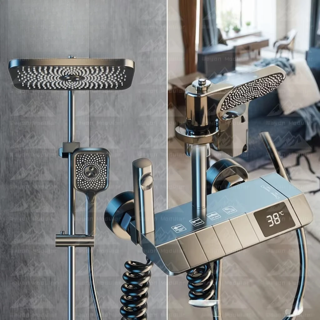 Wayon Luxury Digital Shower System Digital Temperature Screen Square Ceiling Showerhead Handheld Showerhead