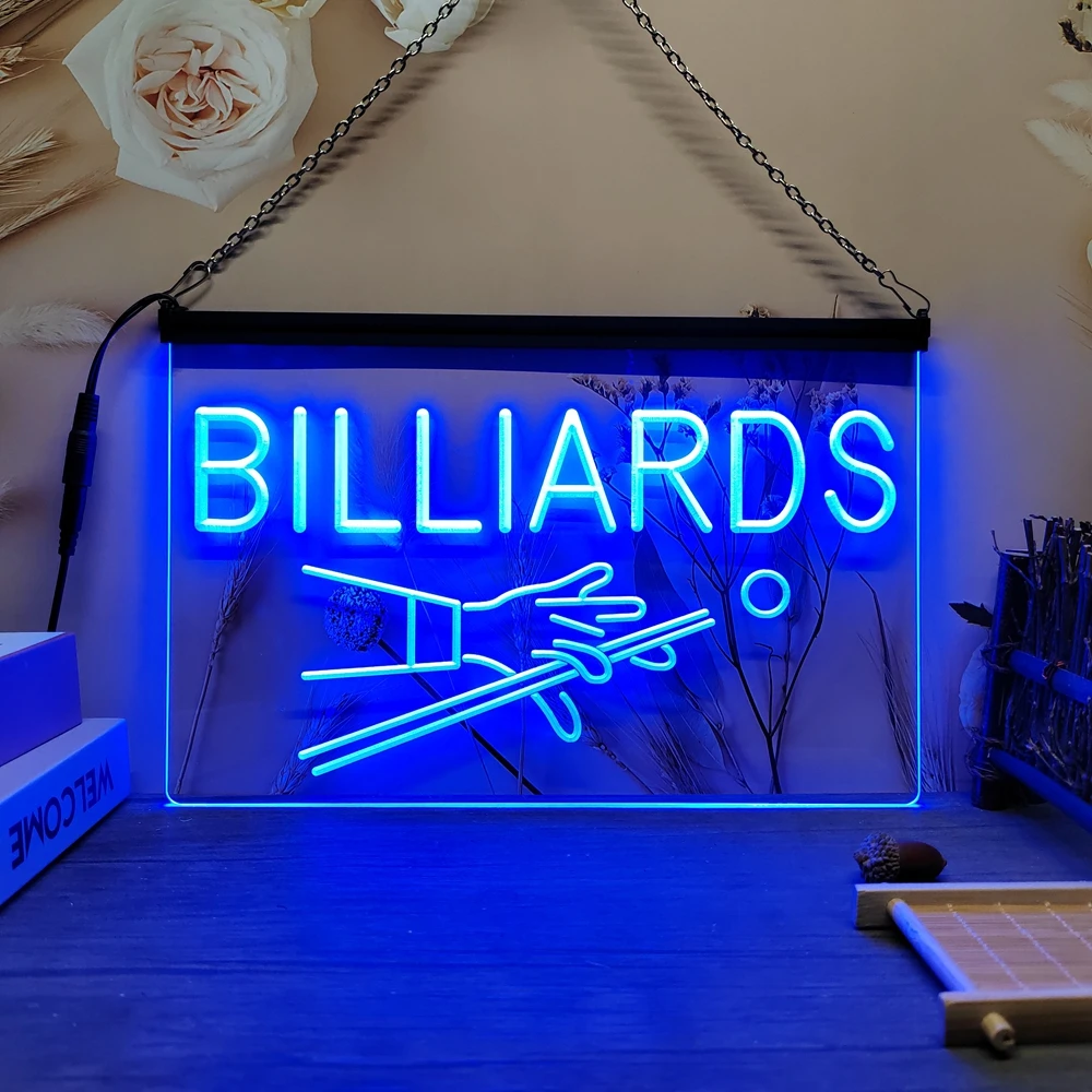 Billiards Pool Room Table Bar Pub LED Neon Sign-3D Carving Wall Art for Home,Room,Bedroom,Office,Farmhouse Decor