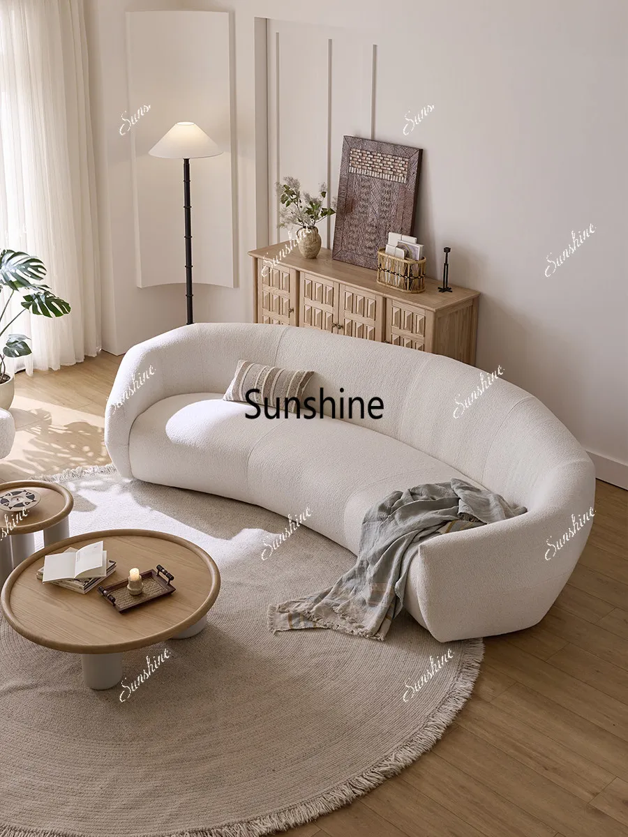 Living room small apartment French natural wind white three-person sofa
