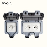 Avoir IP66 DustProof Waterproof Socket With USB Charger Port Outdoor Dual FR Standard Power Outlets 16A Outside For Home Garden