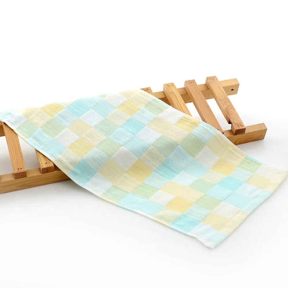 Picture 3: 6Pcs Kids Face Towels Set Plaid Design Soft Gentle Cotton Towels for Children Easy-Cleaning Super Absorbent Bathroom Kitchen
