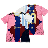 Mens Messi Special Jointly Signed Short Sleeve Football Shirt Youth Kids Training Soccer Moto Uniform Breathable Jersey