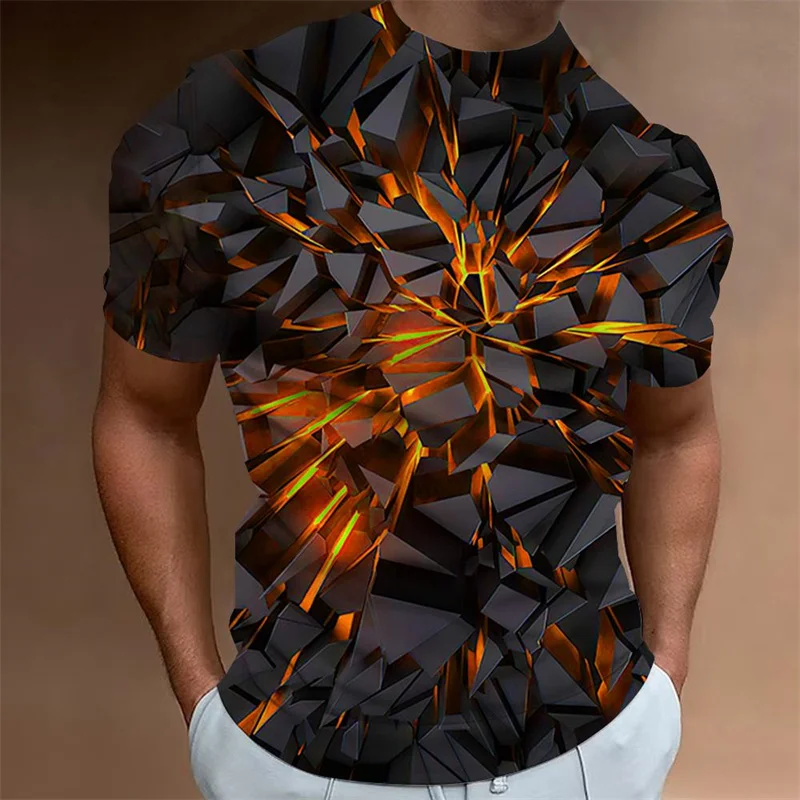 

Fashion Line Pattern T Shirt For Men Funny Geometry 3D Printed Tees Summer Casual Short Sleeve Round Neck Tops Loose T-Shirts