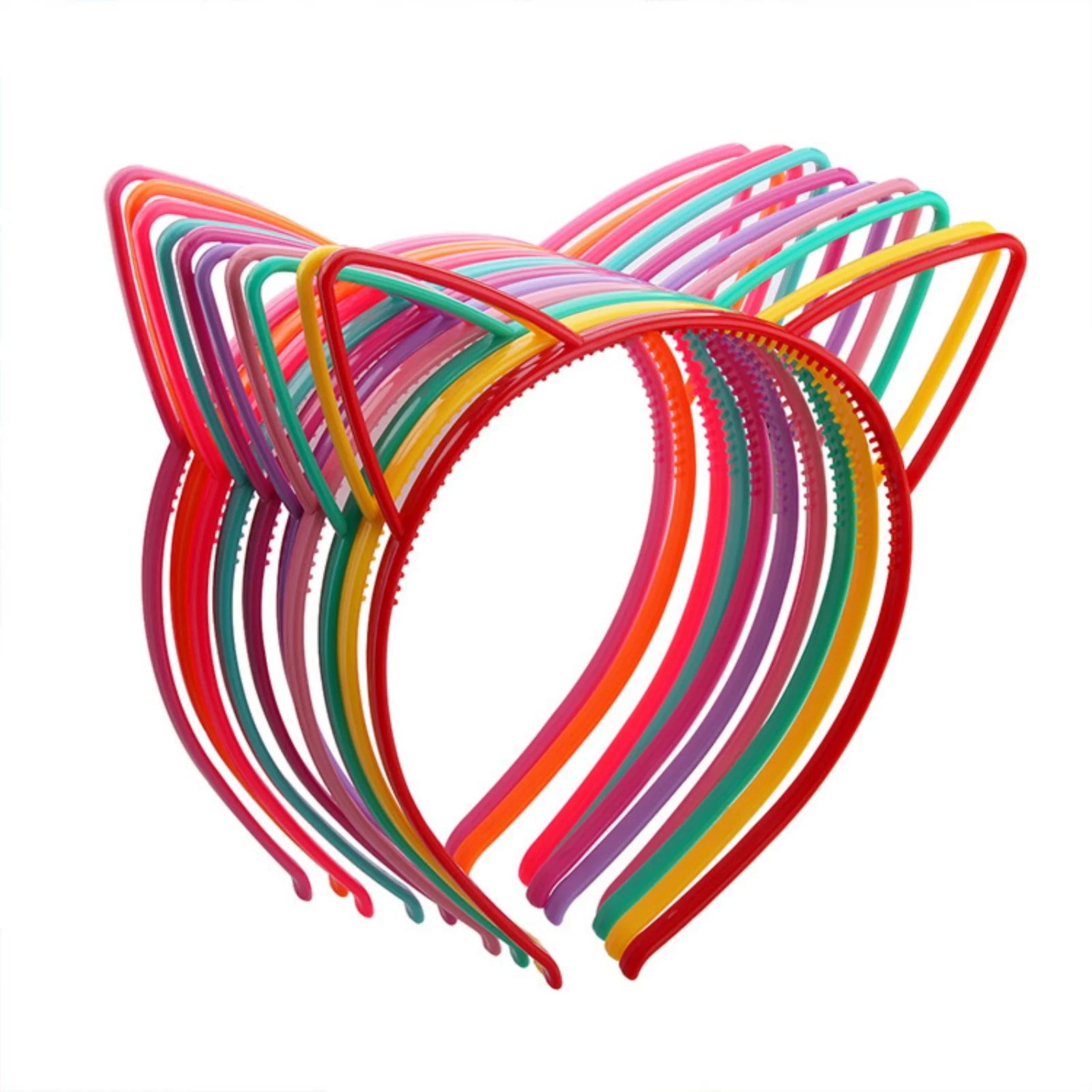 12PCS Plastic, Cat Ears, Hairband, Kids, Cute, Kitten, Outer, Headband, Tooth, Solid Color image 6